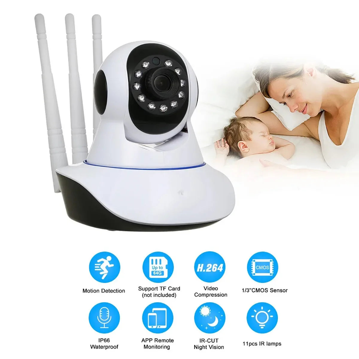 Unutrašnja WiFi Pametna Kamera 1080P Full HD – Rotirajući Video Nadzor sa Senzorom Pokreta