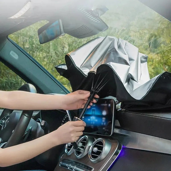 Sklopivi Kišobran za Šoferšajbnu – UV Zaštita od Sunca i Toplote za Auto, Univerzalni Suncobran za Vetrobransko Staklo