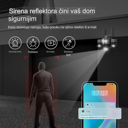 PTZ & WiFi kamera sa 4 sočiva - 3 ekrana, 15MP, praćenje objekta, sirena i noćni mod