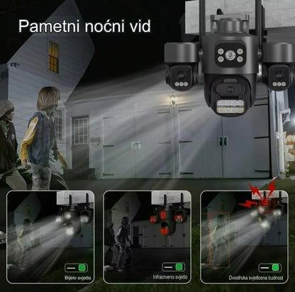 PTZ & WiFi kamera sa 4 sočiva - 3 ekrana, 15MP, praćenje objekta, sirena i noćni mod