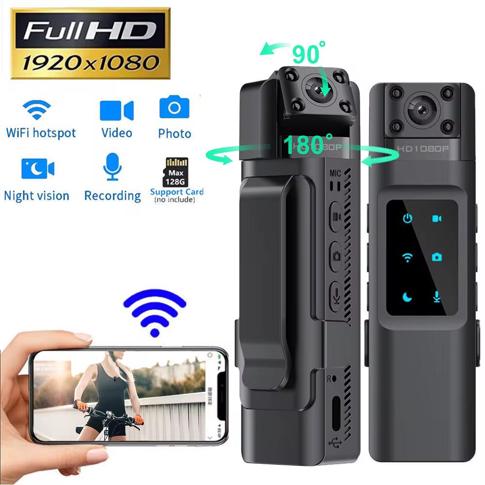 Mini prenosiva WiFi kamera - Snimi u Full HD-u sa rotacijom od 180°/90°, 7-10h snimanja sa baterijom od 1000mAh