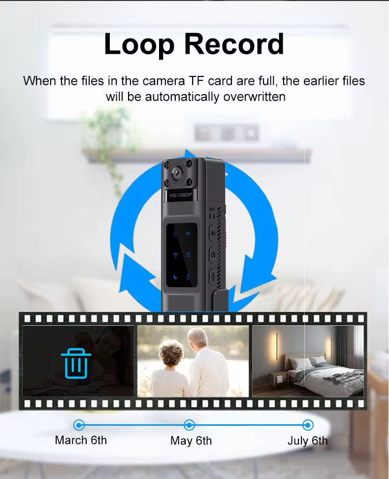 Mini prenosiva WIFI kamera- Snimi u Full HD-u sa rotacijom  od 180°/90°, 7-10h snimanja sa baterijom od 1000mAh