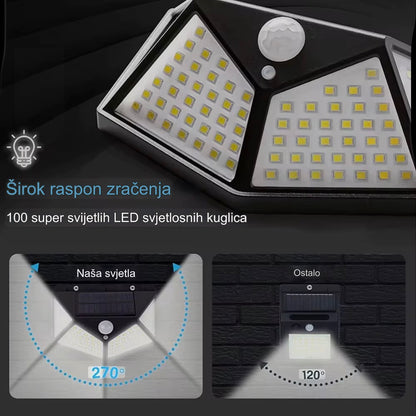 Solarna zidna lampa - baterija 1200mAh, otporna na sve vremenske uslove, domet senzora 5-8 metara