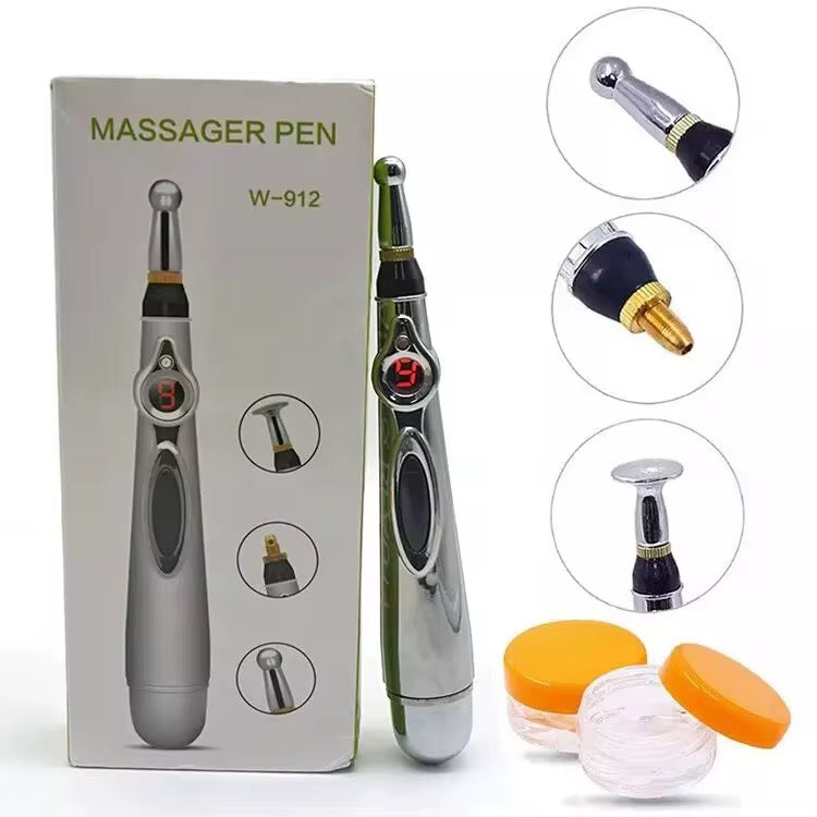 Profesionalna masažna olovka- precizno ublažavanje bola, tri nastavka za svaku potrebu, praktično i prenosivo