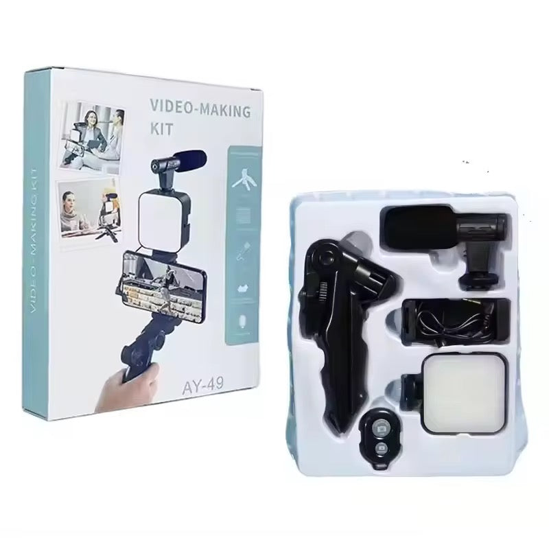 Profesionalni set za snimanje i vlogovanje - kompletan 5u1 video set za telefon – stabilna slika, čist zvuk i savršeno osvetljenje.