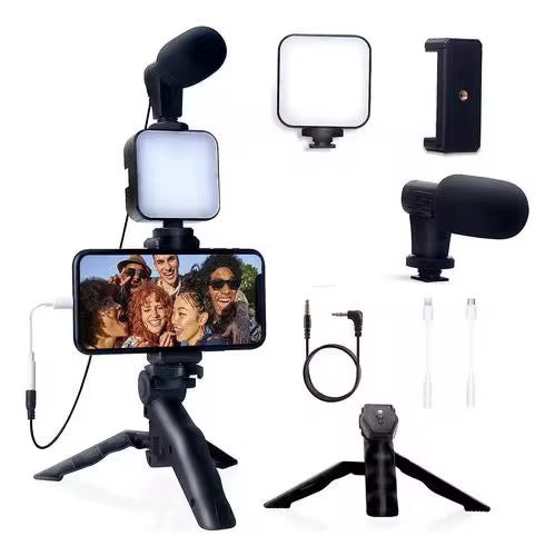 Profesionalni set za snimanje i vlogovanje - kompletan 5u1 video set za telefon – stabilna slika, čist zvuk i savršeno osvetljenje.
