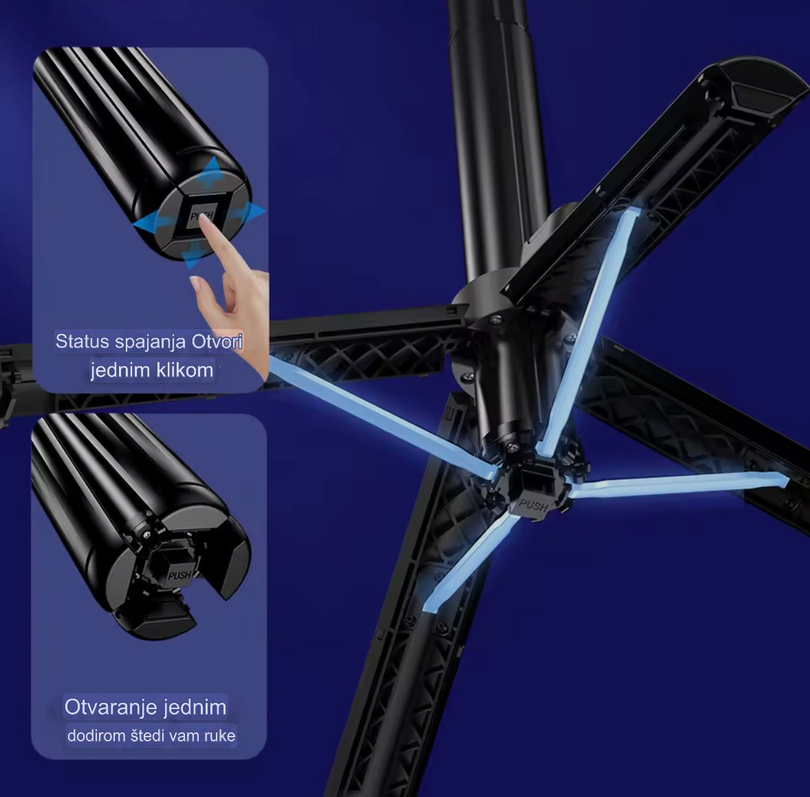 AI Gimbal Stabilizator 4u1 – Tripod, AI stabilizacija u pokretu, rotacija 360°, 3 moda LED svetla,