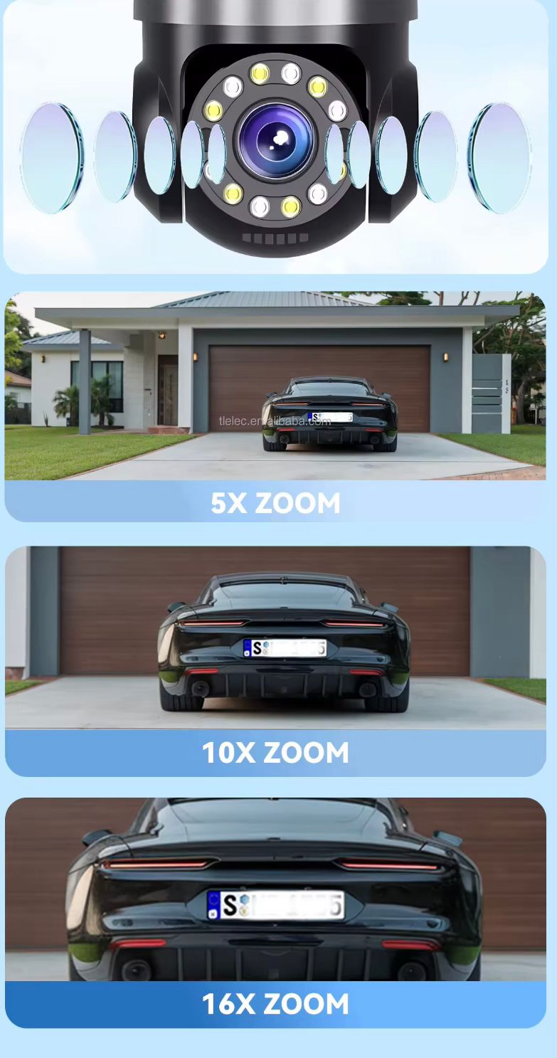 PTZ & WiFi kamera sa 4 sočiva - 3 ekrana, 16MP, praćenje objekta, sirena i noćni mod