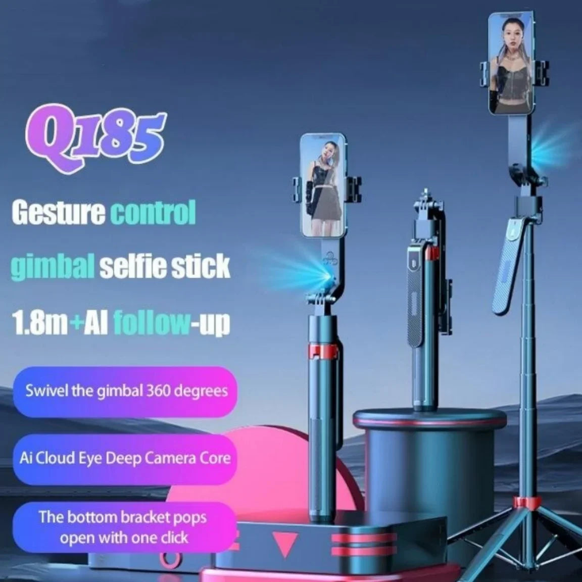 AI Gimbal Stabilizator za Telefon – Profesionalni Tripod Stalak 1.8m, Pametno Praćenje 360° i Bluetooth Daljinski