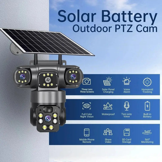 Solarna 4G kamera sa 3 ekrana - 15MP, praćenje objekta, sirena i noćni mod