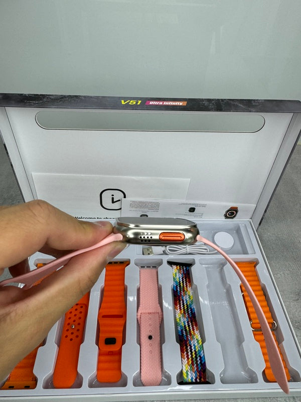V51 Ultra Infinity SET - Pametan sat, bežične slušalice i 7 različitih narukvica u setu
