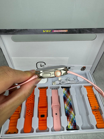 V51 Ultra Infinity SET - Pametan sat, bežične slušalice i 7 različitih narukvica u setu