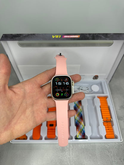 V51 Ultra Infinity SET - Pametan sat, bežične slušalice i 7 različitih narukvica u setu