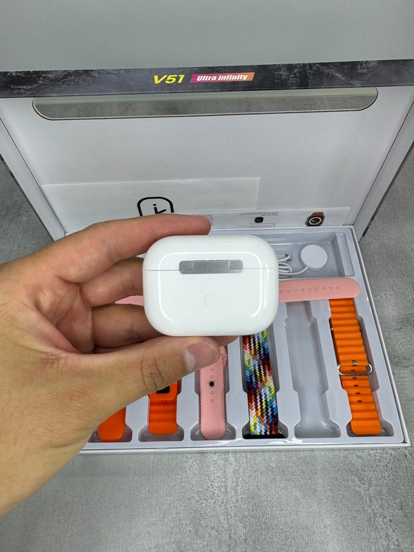 V51 Ultra Infinity SET - Pametan sat, bežične slušalice i 7 različitih narukvica u setu