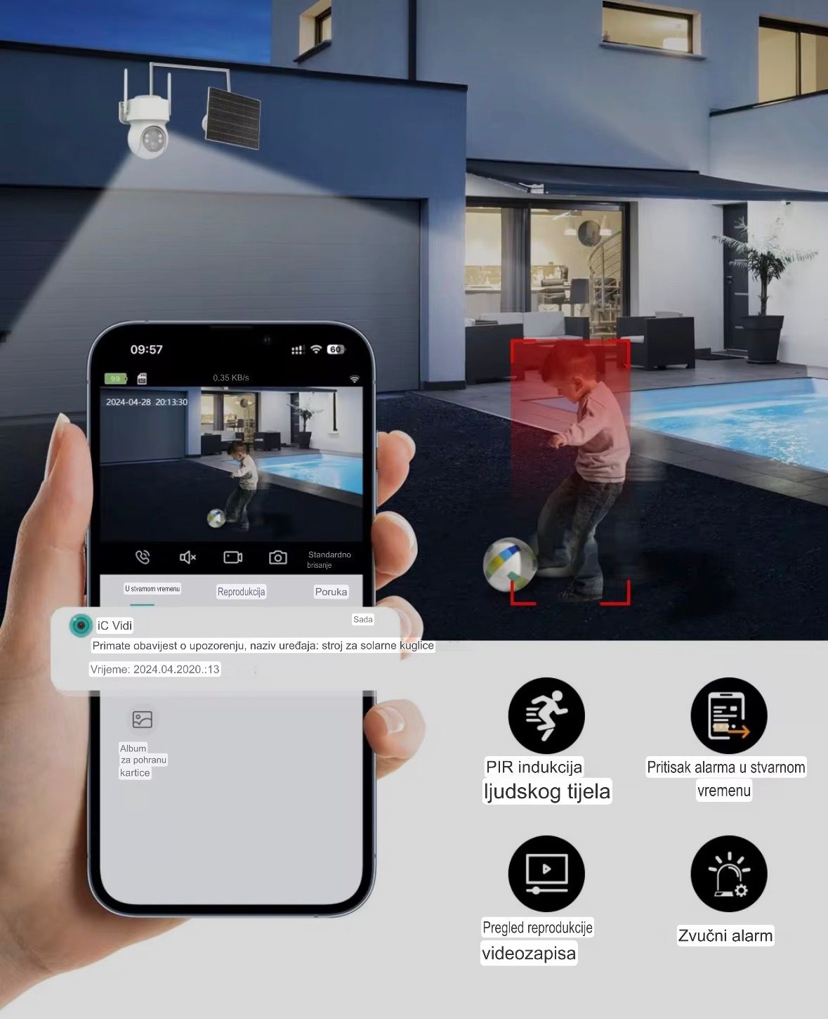 Solarna kamera sa 4G i sim karticom- PTZ 360°, baterija 10000mAh, radi u potpunom mraku ima ultra noćni vid i detekciju pokreta