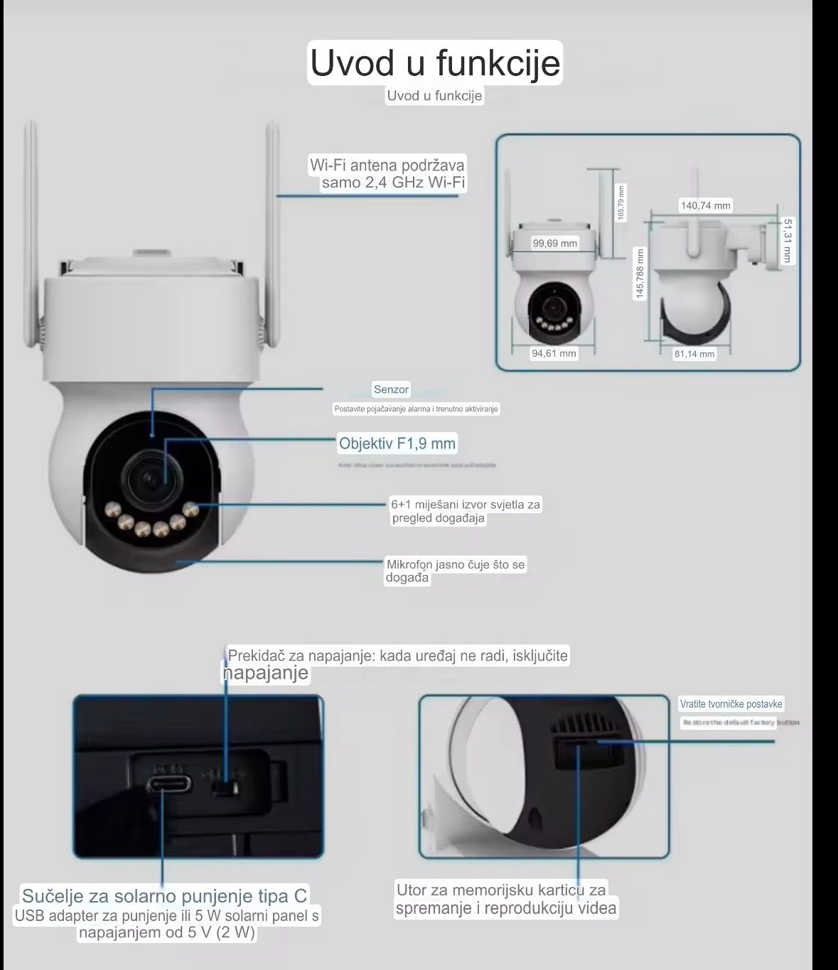 Solarna kamera sa 4G i sim karticom- PTZ 360°, baterija 10000mAh, radi u potpunom mraku ima ultra noćni vid i detekciju pokreta