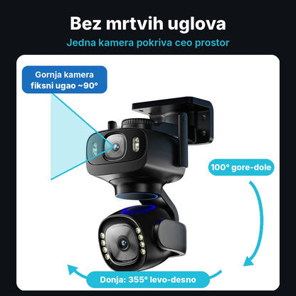 WiFi kamera za video nadzor sa 2 sočiva 12MP – okretanje 355°, sirena i noćni vid