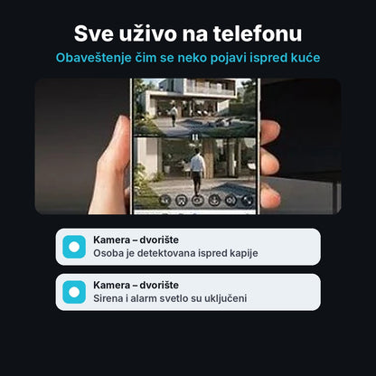 WiFi kamera za video nadzor sa 2 sočiva 12MP – okretanje 355°, sirena i noćni vid