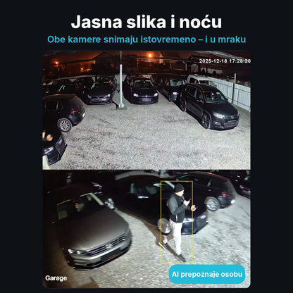 WiFi kamera za video nadzor sa 2 sočiva 12MP – okretanje 355°, sirena i noćni vid