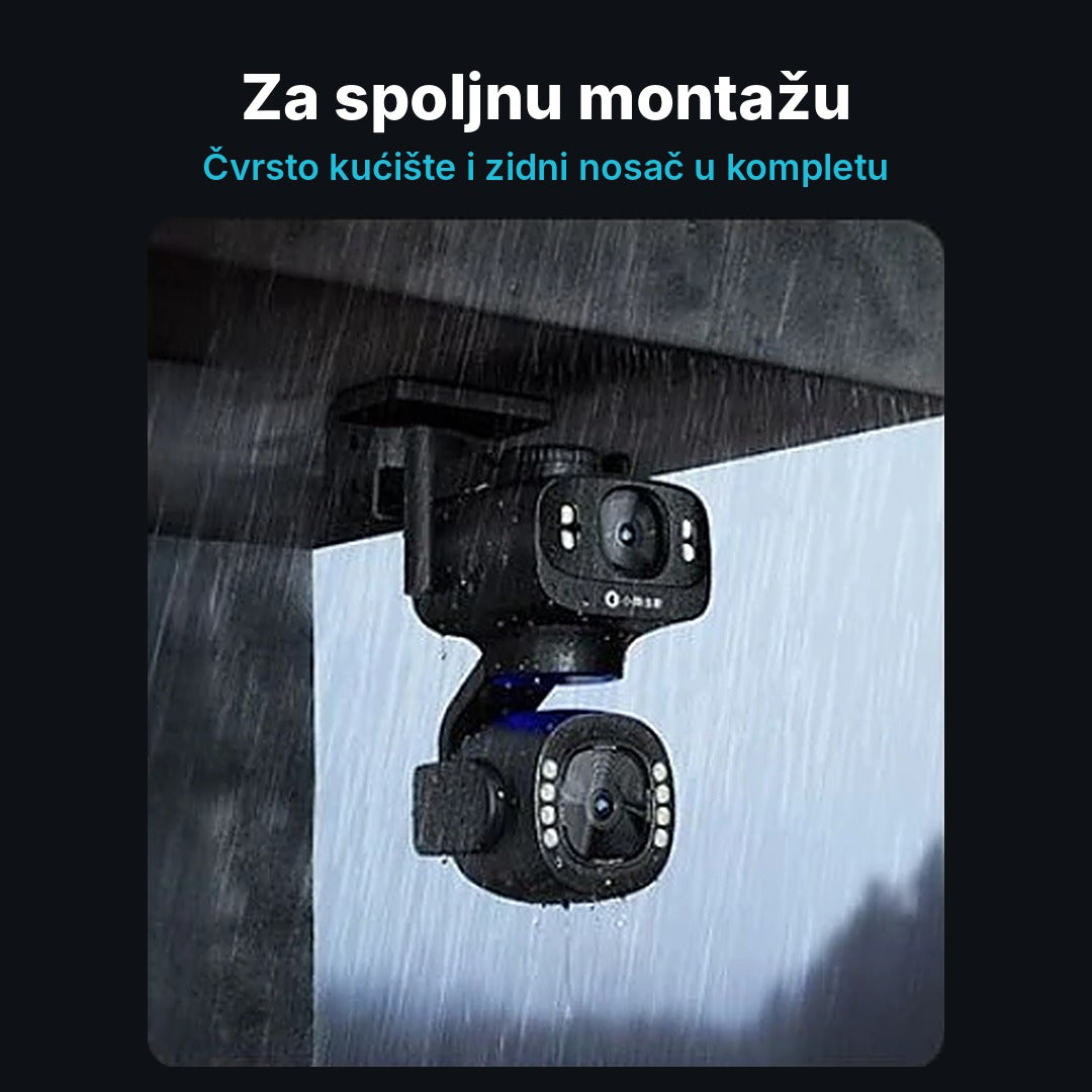 WiFi kamera za video nadzor sa 2 sočiva 12MP – okretanje 355°, sirena i noćni vid