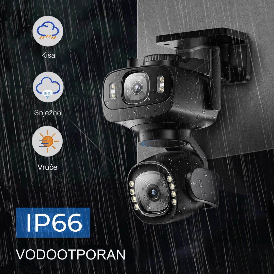 WiFi kamera za video nadzor sa 2 sočiva 12MP – okretanje 355°, sirena i noćni vid