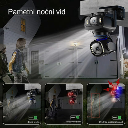 WiFi kamera za video nadzor sa 2 sočiva 12MP – okretanje 355°, sirena i noćni vid