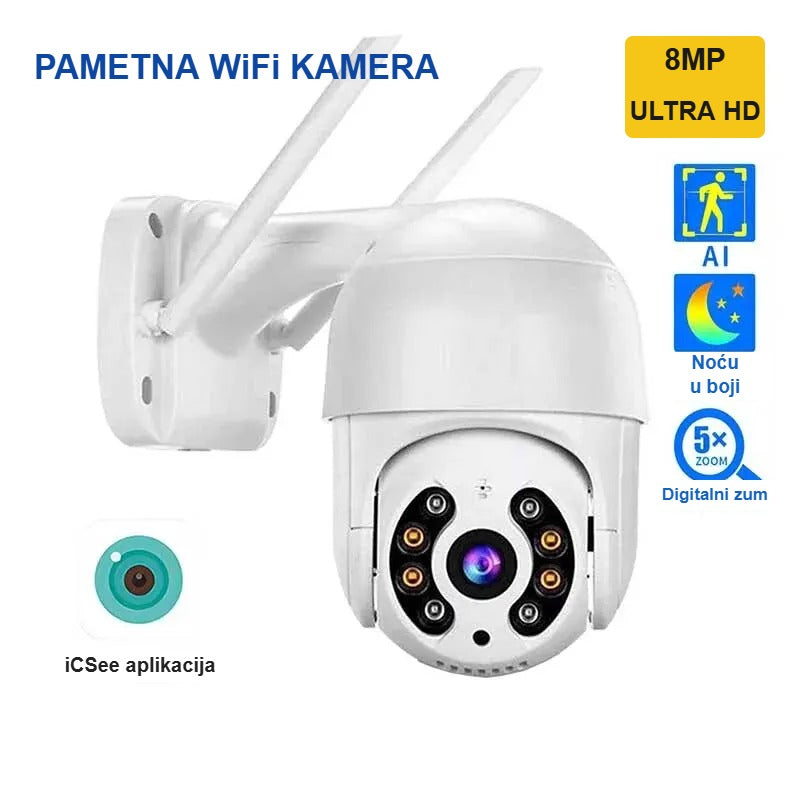 Pametna PTZ WiFi kamera 8MP Ultra HD